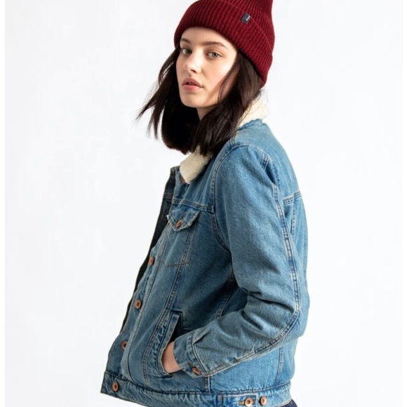 Brixton Jackets & Coats Brixton Broadway Sherpa Denim Jacket Faded